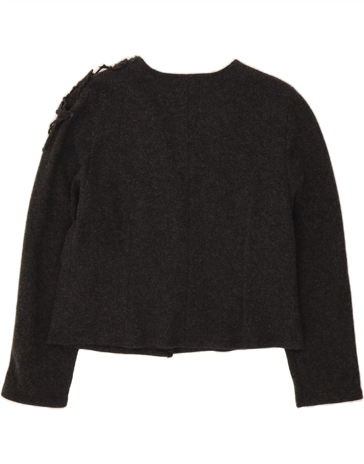 VINTAGE Womens 3 Button Blazer Jacket UK 12 Medium Grey Wool Vintage Vintage and Second-Hand Vintage from Messina Hembry 