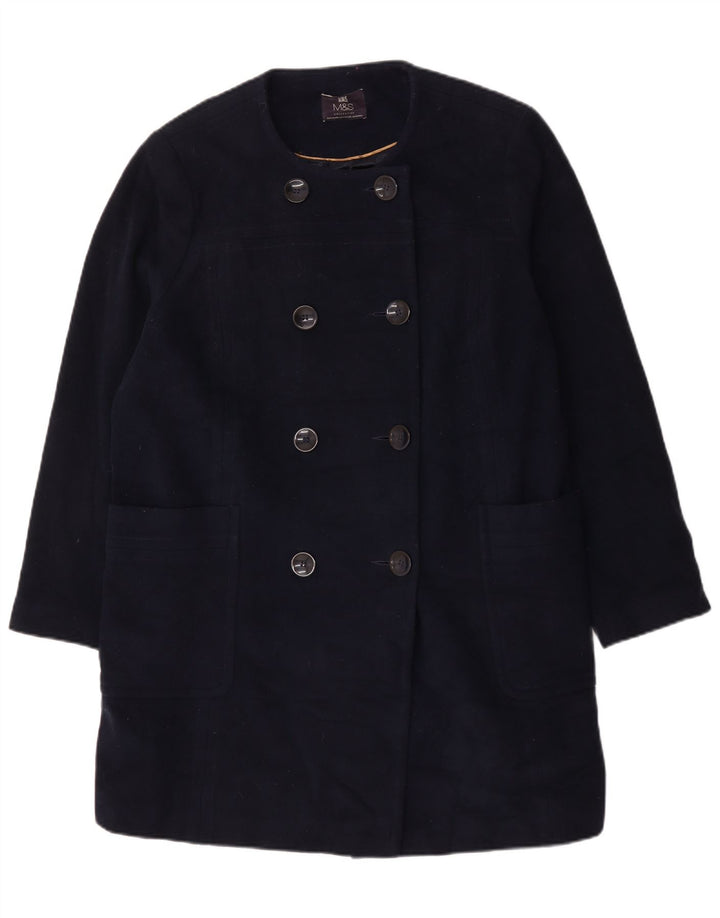 Marks & Spencer Damski płaszcz dwurzędowy UK 22 3XL Granatowy, wełniany