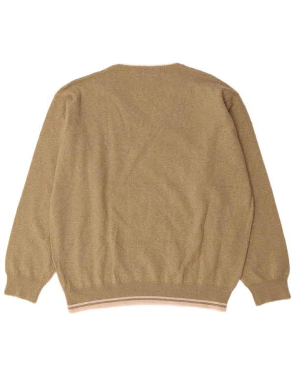 Męski sweter Pierre Cardin z dekoltem w kształcie litery V, duży, beżowy, akrylowy