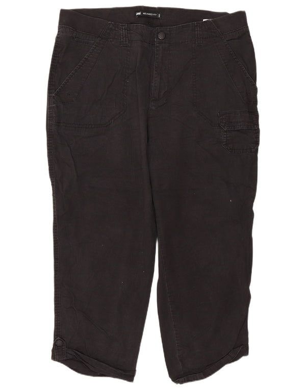 LEE Womens Relaxed Fit Cargo Capri Trousers US 14 XL W34 L22 Black Cotton