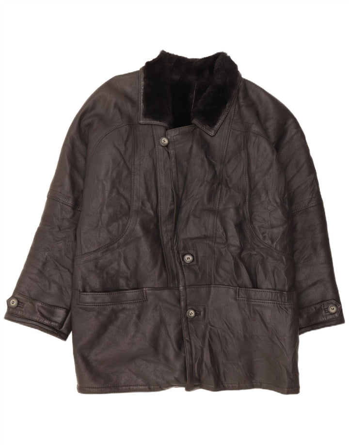 Męski płaszcz z owczej skóry w stylu VINTAGE IT 52 XL, czarny