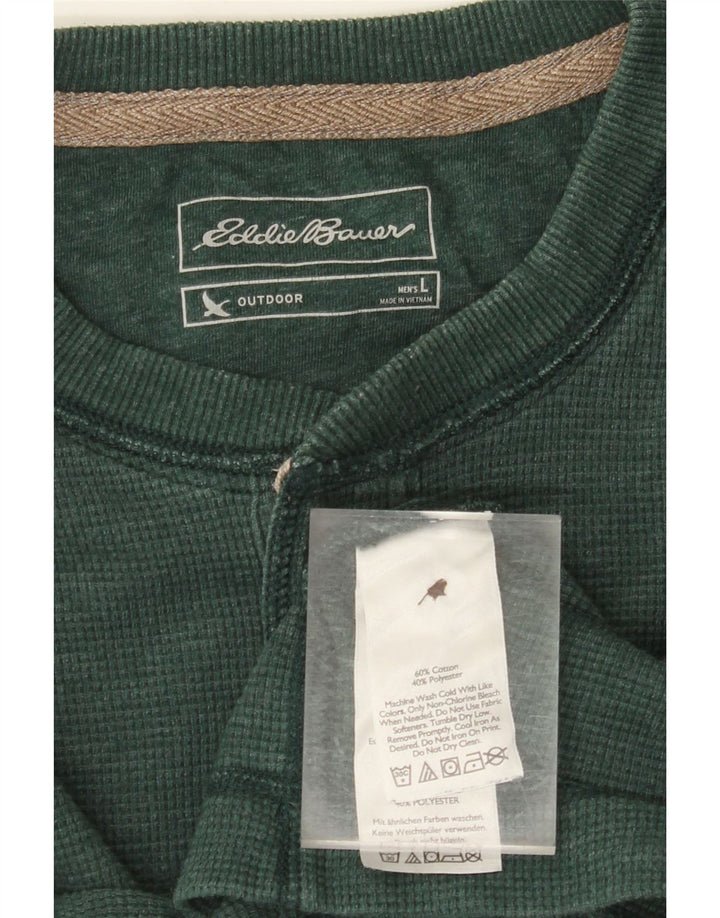 EDDIE BAUER Męski top z długim rękawem, duży, zielony, bawełniany