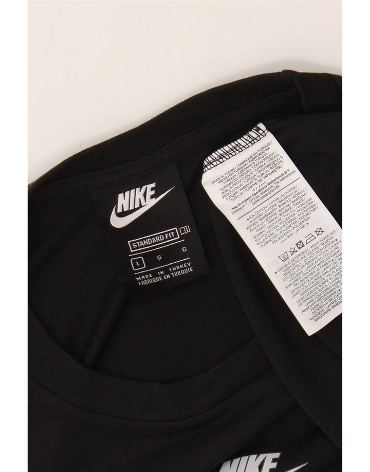 Męski T-shirt NIKE o standardowym kroju, duży, czarny, bawełniany