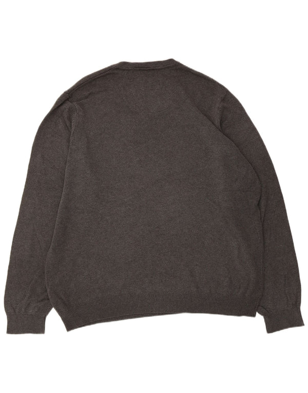 Marks & Spencer Męski sweter z dekoltem w kształcie litery V, XL, szary, bawełniany