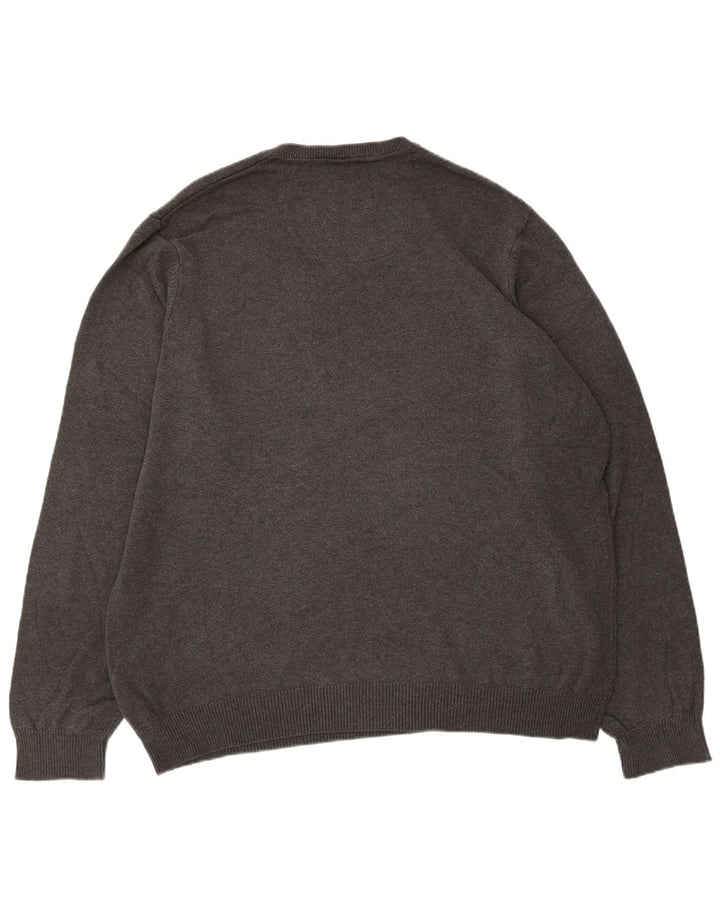Marks & Spencer Męski sweter z dekoltem w kształcie litery V, XL, szary, bawełniany