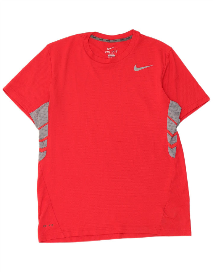 Męski T-shirt Nike Dri Fit, duży, czerwony, poliestrowy blok kolorów