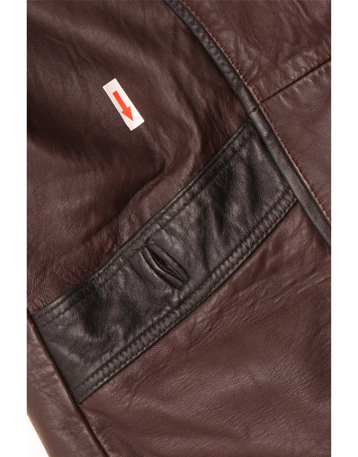 Sardar Damski płaszcz skórzany oversize UK 16, duży brązowy