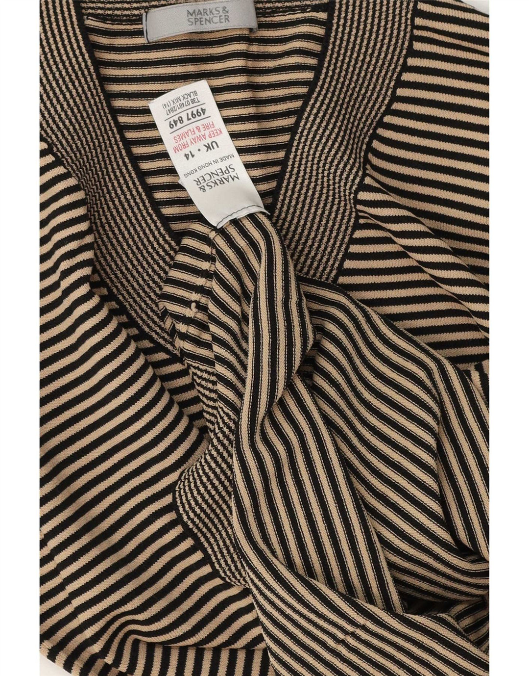 T-shirt damski Marks & Spencer Top UK 14, średni czarny, wiskoza w prążki