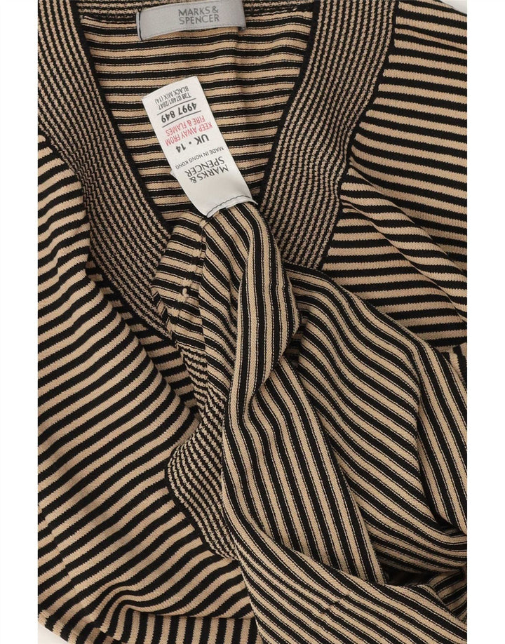 T-shirt damski Marks & Spencer Top UK 14, średni czarny, wiskoza w prążki
