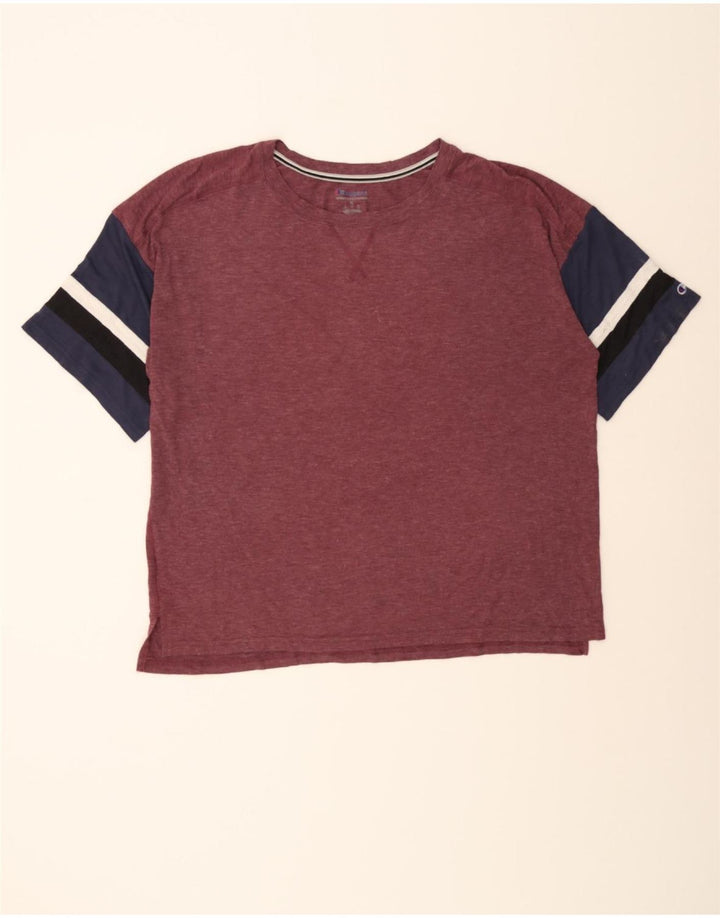 CHAMPION Mens T-Shirt Top XL Burgundy Colourblock Polyester Vintage Champion and Second-Hand Champion from Messina Hembry 