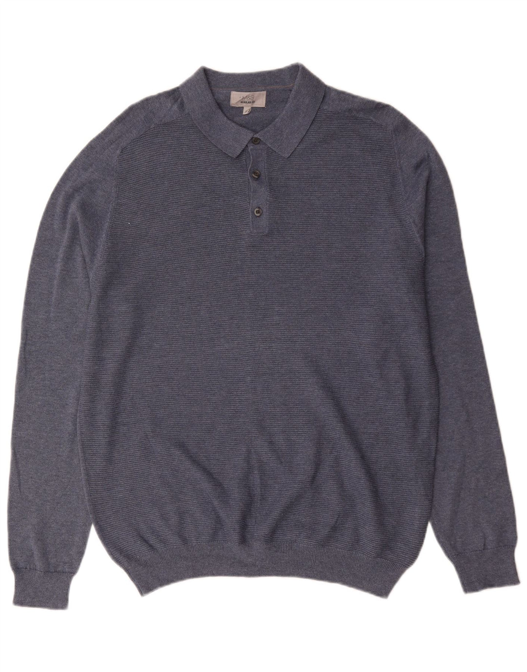 Marks & Spencer Męski sweter polo o regularnym kroju, duży, niebieski, bawełniany