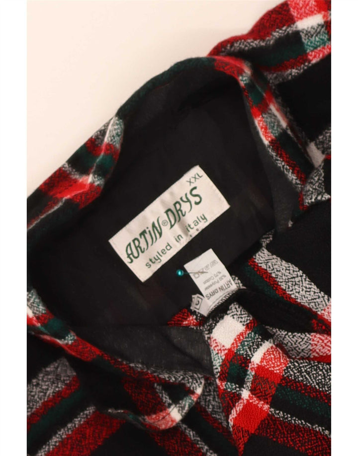 Vintage męska koszula flanelowa 2XL w czarną kratę, poliester