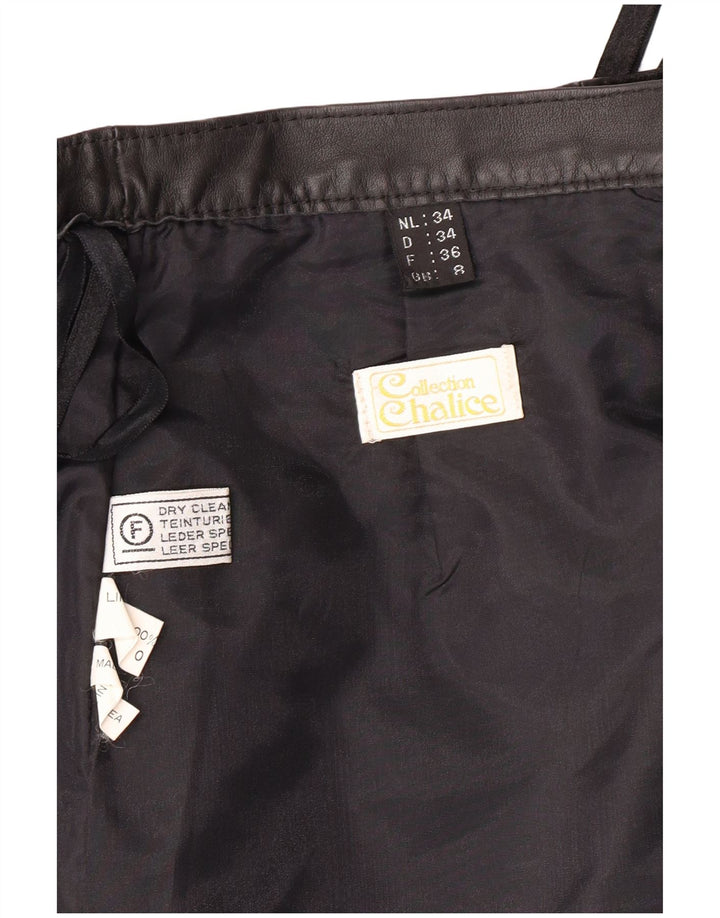 CHALICE Damska spódnica skórzana z wysokim stanem UK 8 Small W24 Czarna skóra