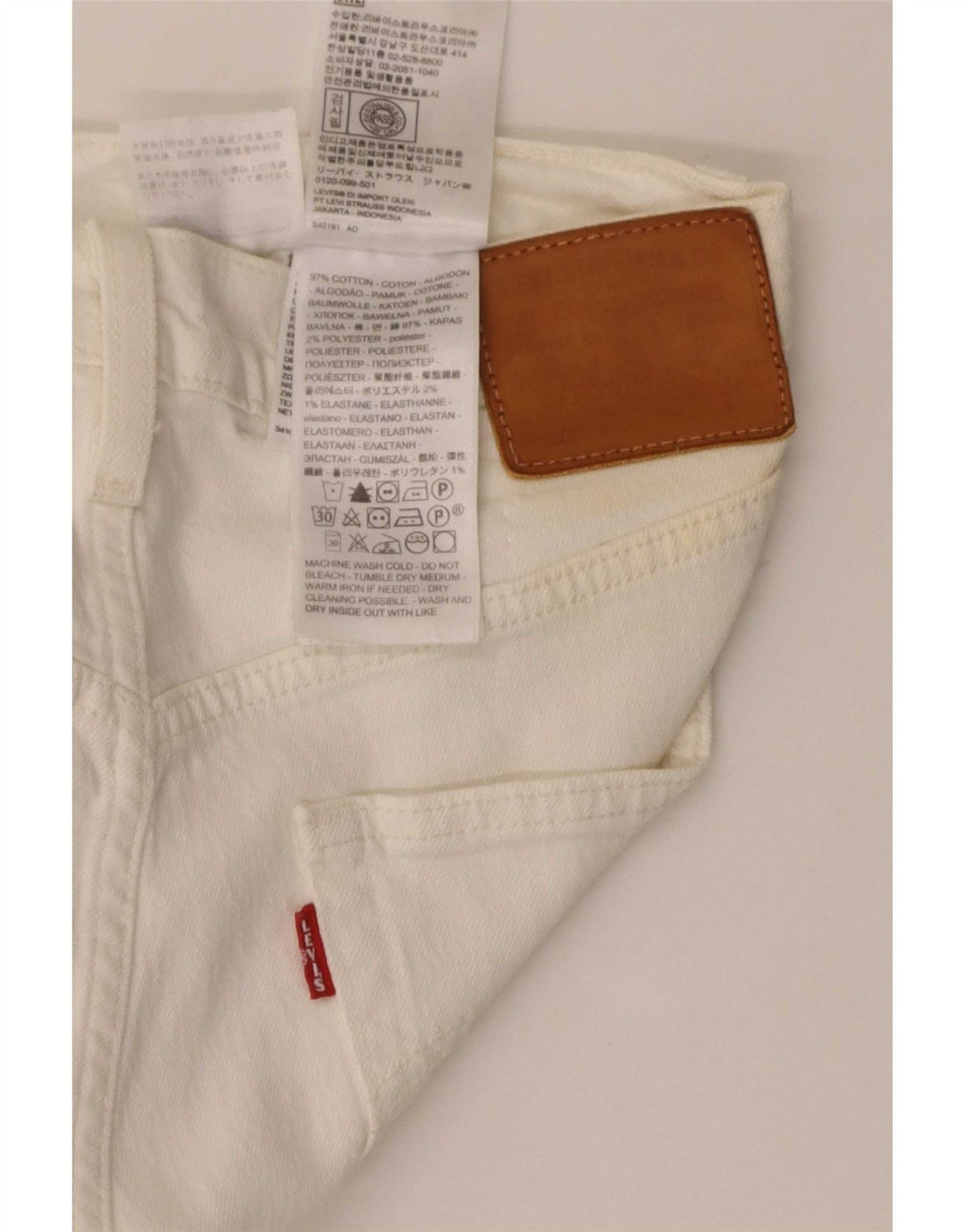Męskie proste dżinsy Levi's W29 L28 Biała bawełna
