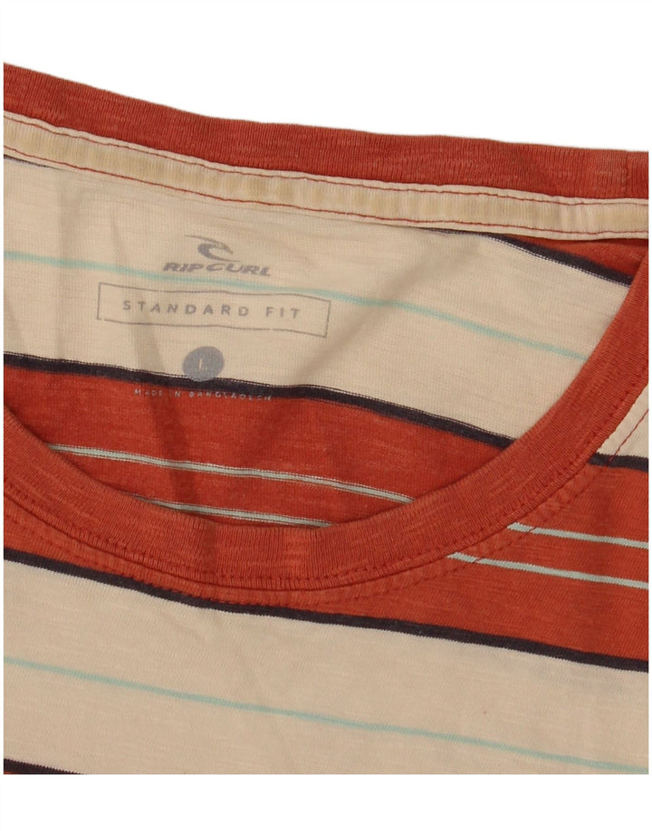 T-shirt męski Rip Curl o standardowym kroju, duży, w pomarańczowe paski