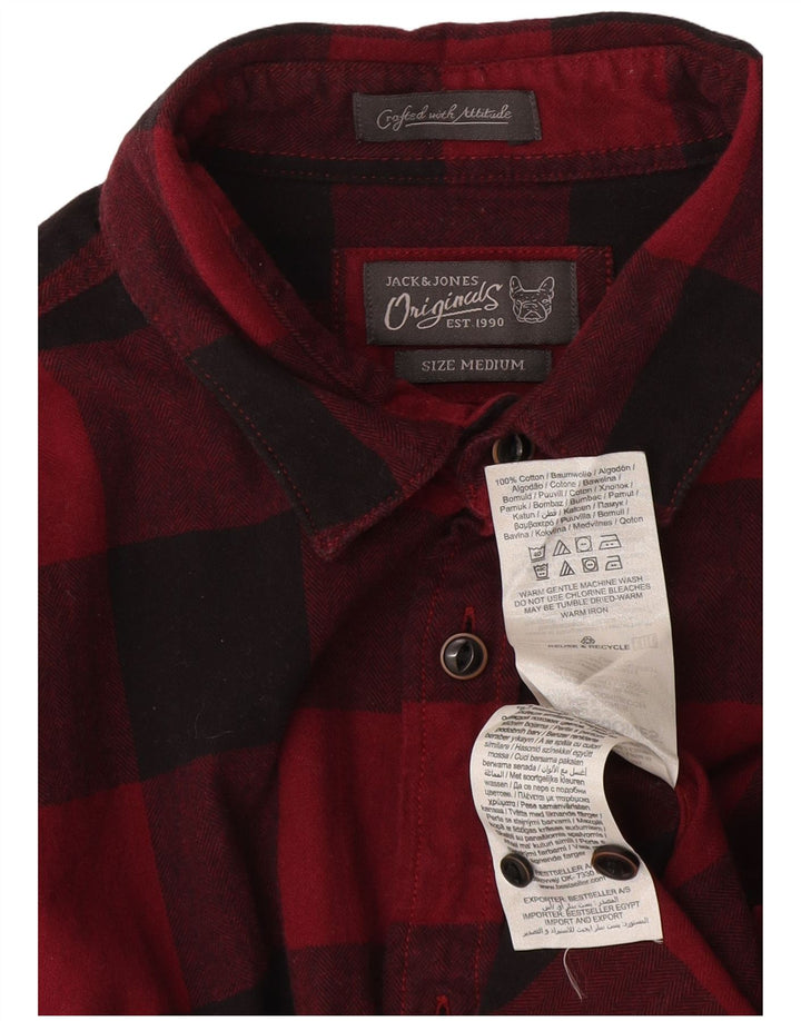 Męska koszula flanelowa Jack & Jones, bawełniana w czerwoną kratę