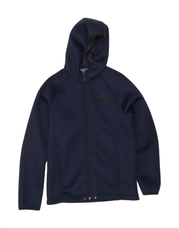 ADIDAS Mens Zip Hoodie Sweater XS Navy Blue Polyester Vintage Adidas and Second-Hand Adidas from Messina Hembry 