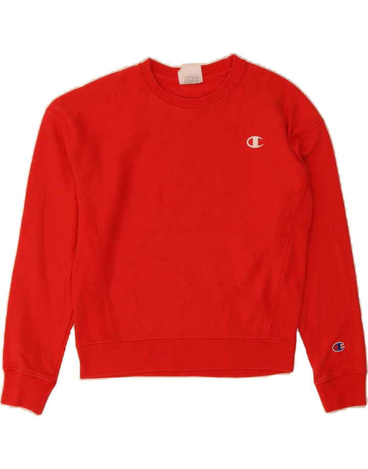 CHAMPION Womens Oversized Sweatshirt Jumper UK 10 Small Red Cotton Vintage Champion and Second-Hand Champion from Messina Hembry 