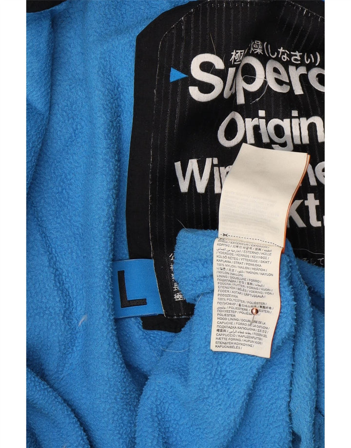 SUPERDRY Męska wiatrówka z kapturem i kapturem UK 40, duża czarna