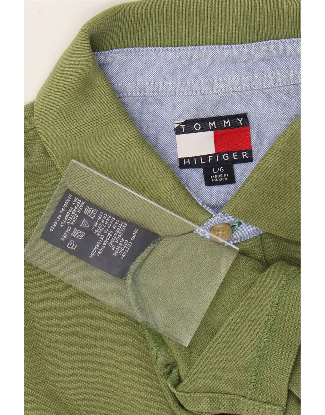 Męska koszulka polo TOMMY HILFIGER, duża, zielona, bawełniana