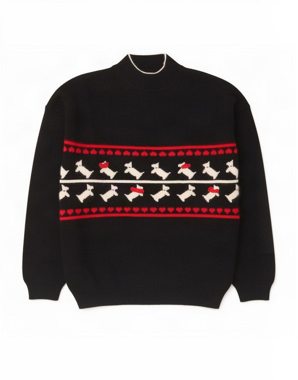 Sweter damski w stylu vintage z golfem UK 16, duży czarny