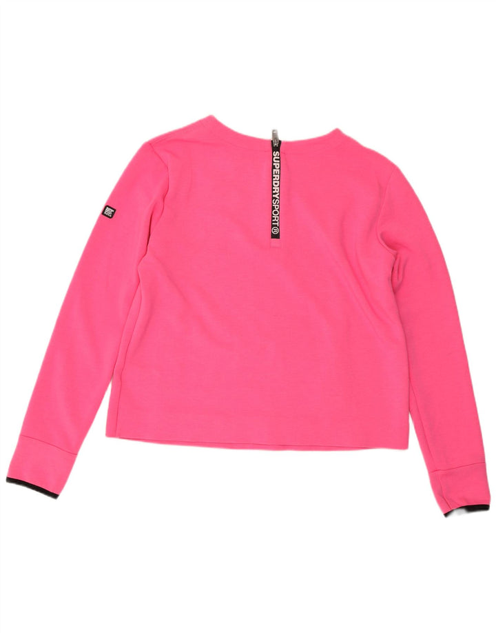 SUPERDRY Damska bluza dresowa UK 14, duża, różowa, poliester
