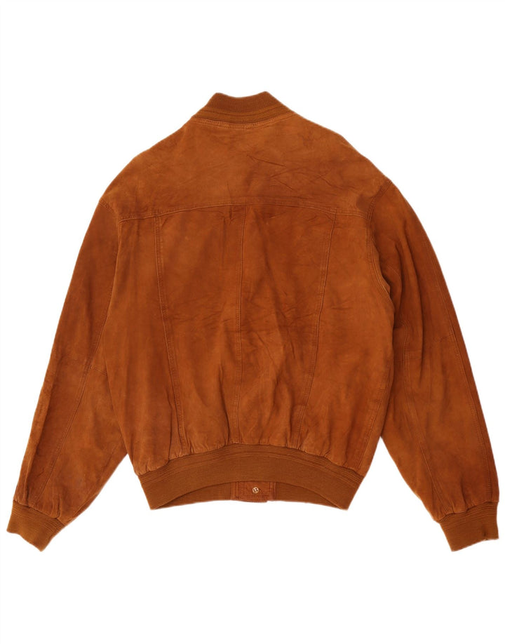 Męska zamszowa kurtka bomber w stylu vintage IT 50, duża brązowa