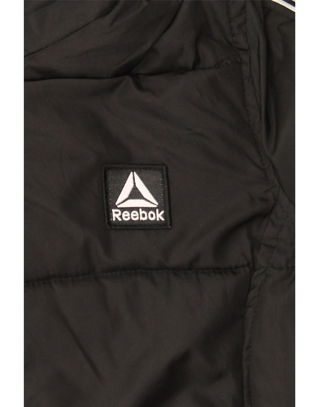 Damska wyściełana kurtka z kapturem i grafiką Reebok UK 10, mała czarna