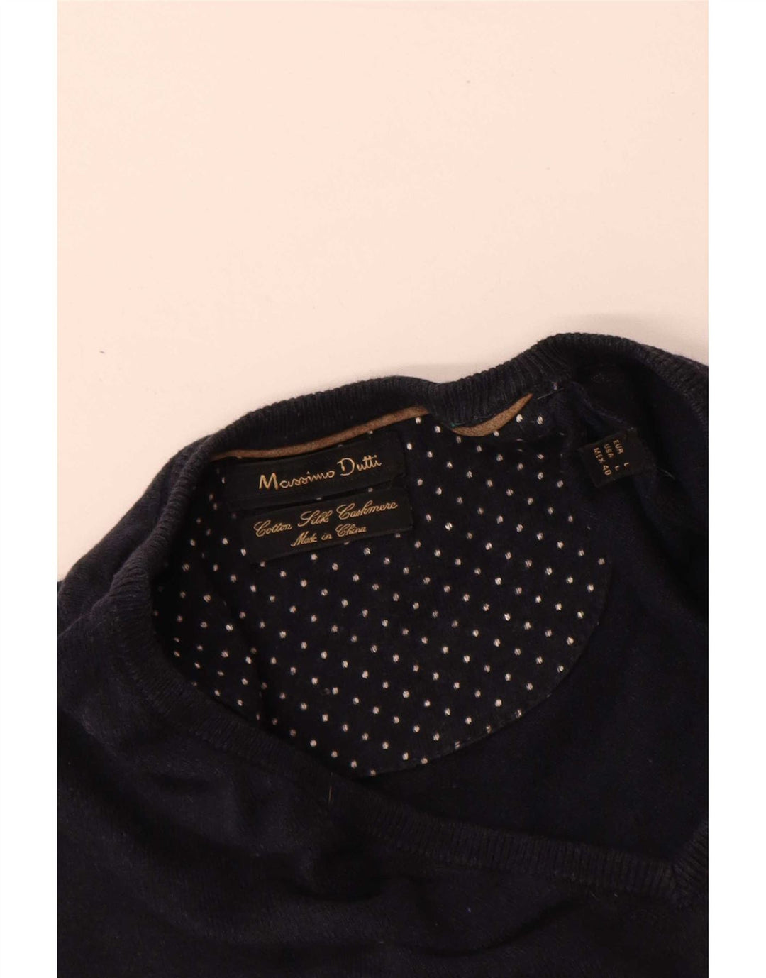 Męski sweter Massimo Dutti z dekoltem w kształcie litery V, duży, granatowy, bawełniany