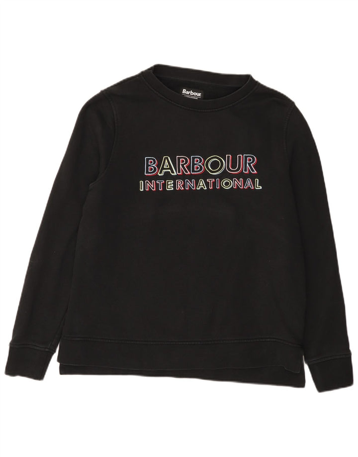 Damska bluza z grafiką Barbour UK 12, średnia czarna bawełna