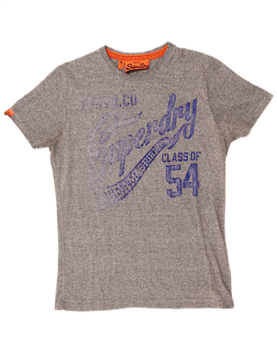 Męski T-shirt Superdry w stylu vintage z grafiką, duży, szary, bawełniany w plamki