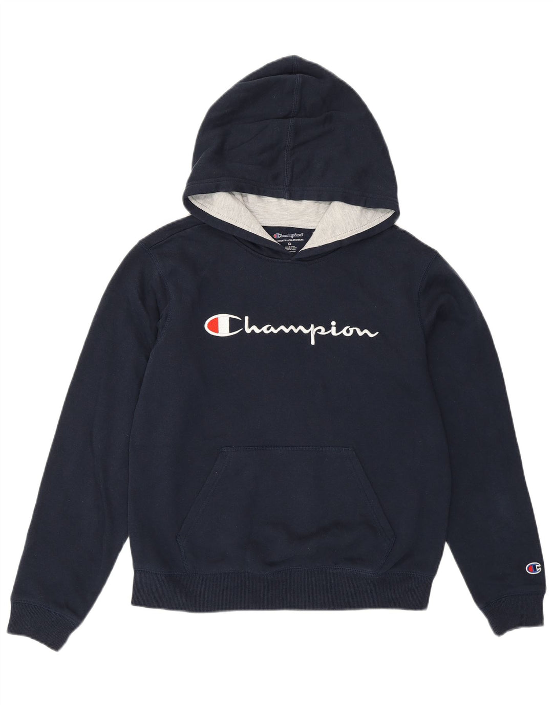 Damski sweter z kapturem i grafiką CHAMPION UK 18 XL, granatowy, bawełniany