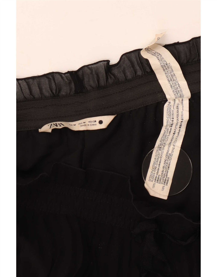 Spodnie damskie Zara Cullotes Capri z wysokim stanem, średnie W28 L20 czarne