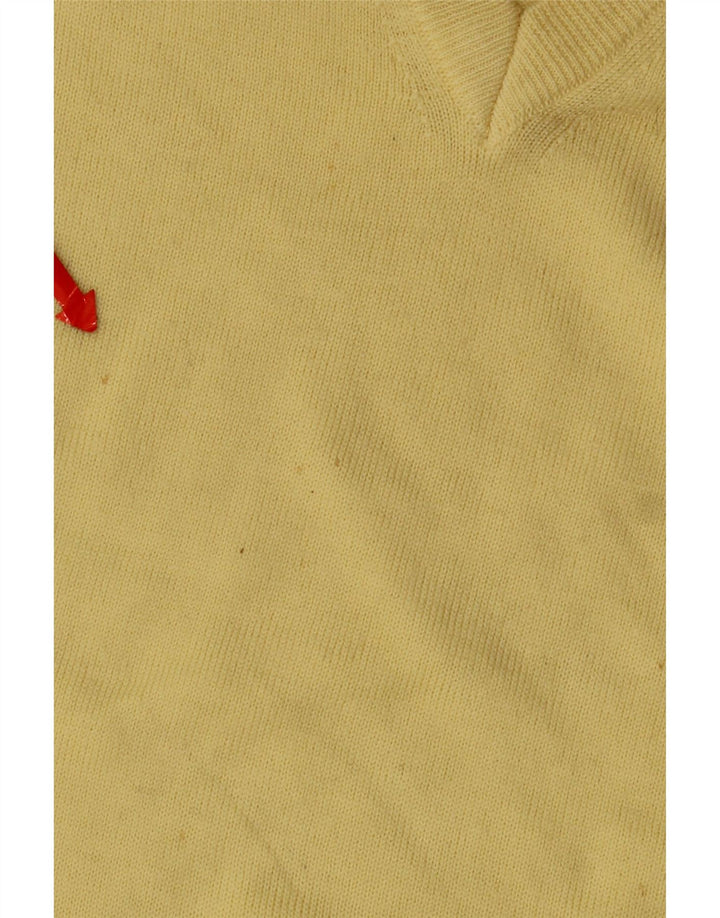 Męski sweter Erin z dekoltem w szpic, duży, żółty, z dziewiczej wełny