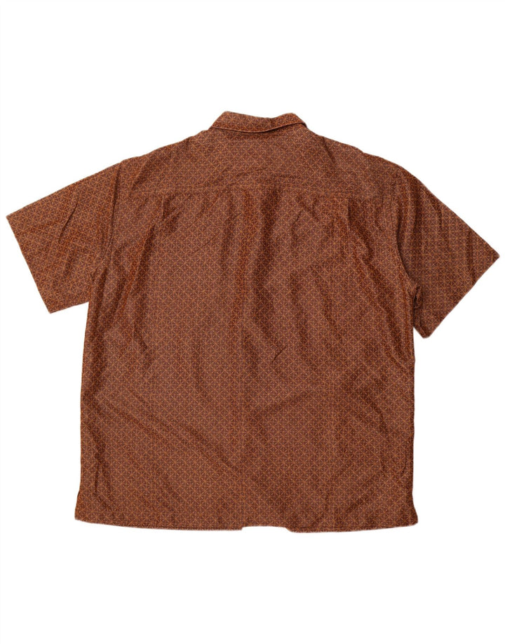 Męska koszula z krótkim rękawem DOCKERS XL, brązowy, geometryczny Rayon