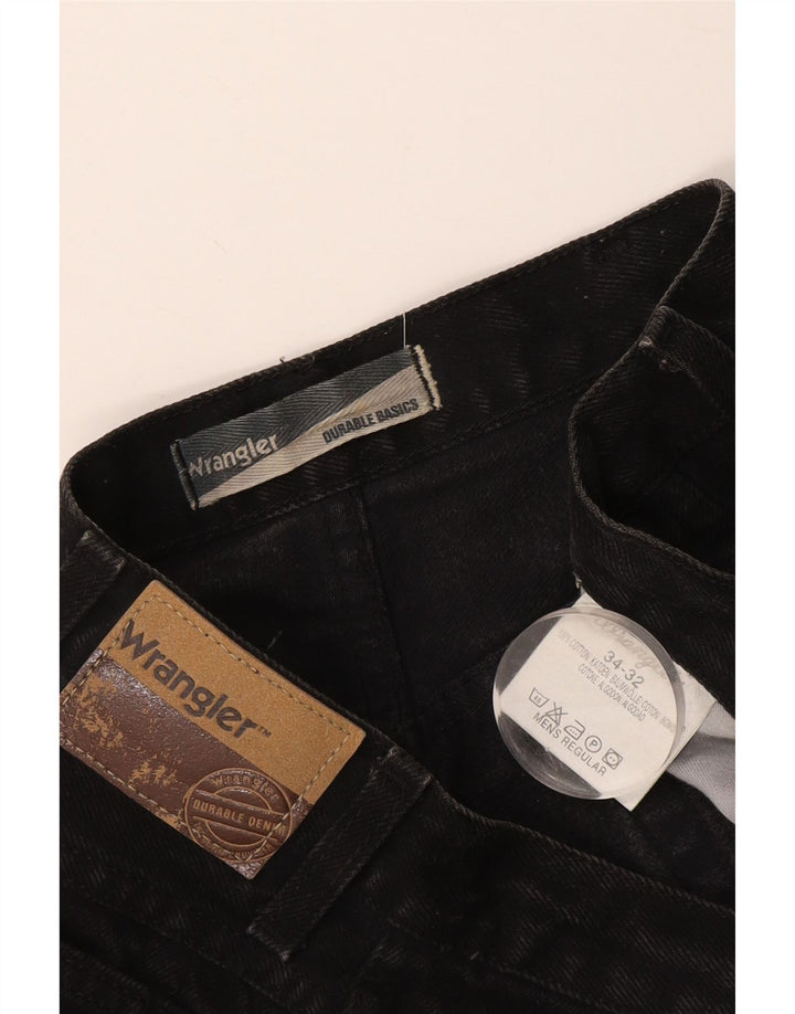Męskie jeansy Wrangler o prostym kroju W34 L32, czarne, bawełniane