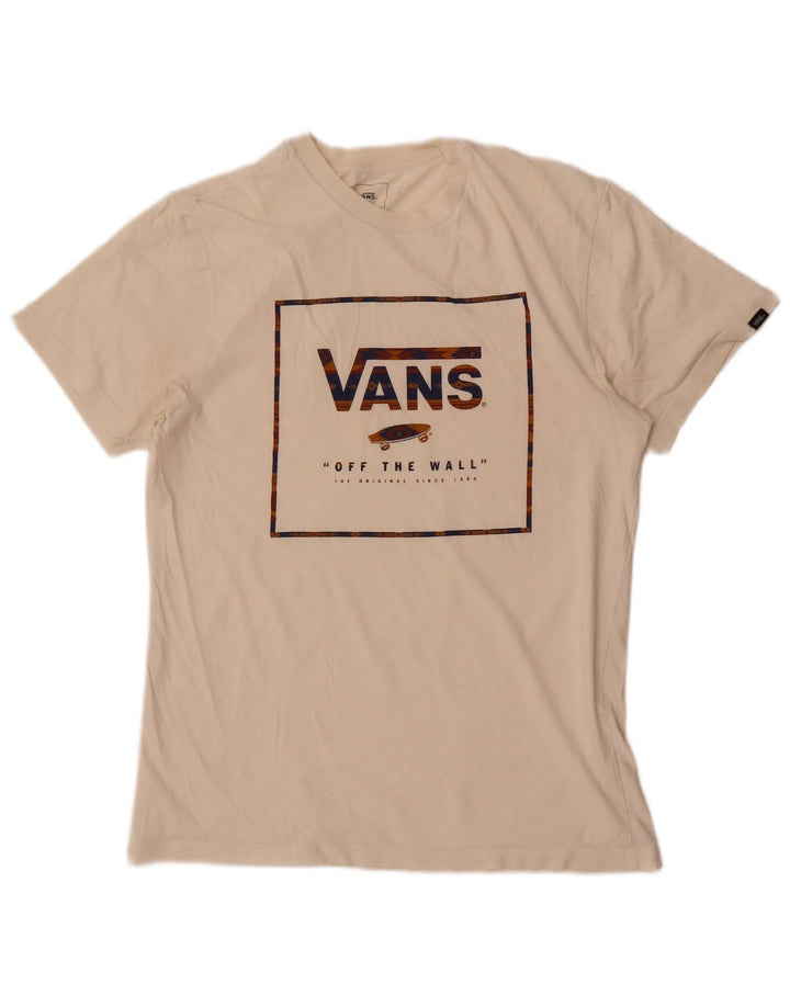 Męski T-shirt Vans o dopasowanym kroju z grafiką, średni, biały, bawełniany