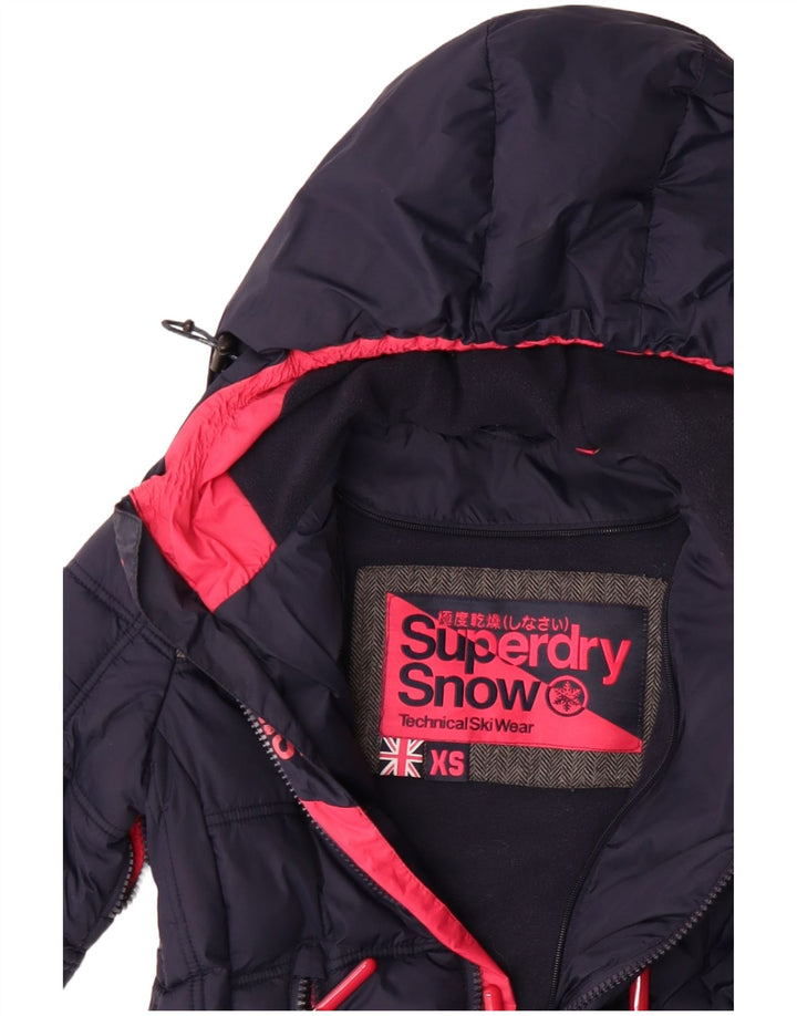 Damska kurtka narciarska Superdry Oversize z kapturem UK 6 XS Granatowa, poliestrowa