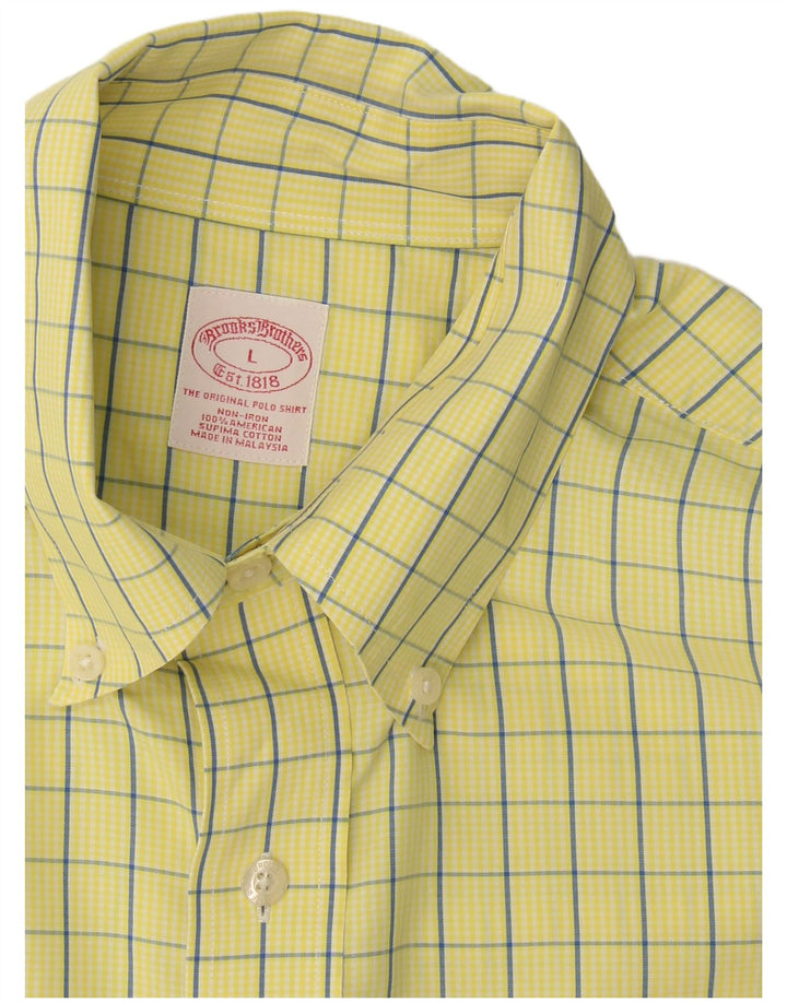 Koszula męska Brooks Brothers, duża, bawełniana w żółtą kratkę