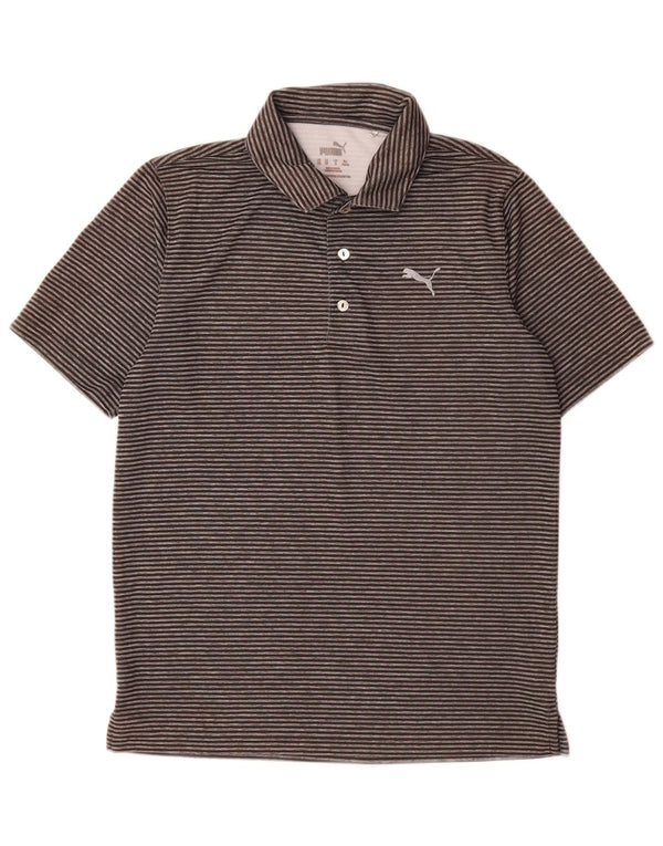 Męska koszulka polo Puma, mała, szara, poliestrowa w prążki
