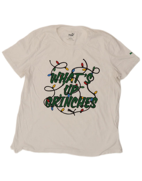 Damska koszulka z grafiką Puma Top UK 16, duża, biała bawełna