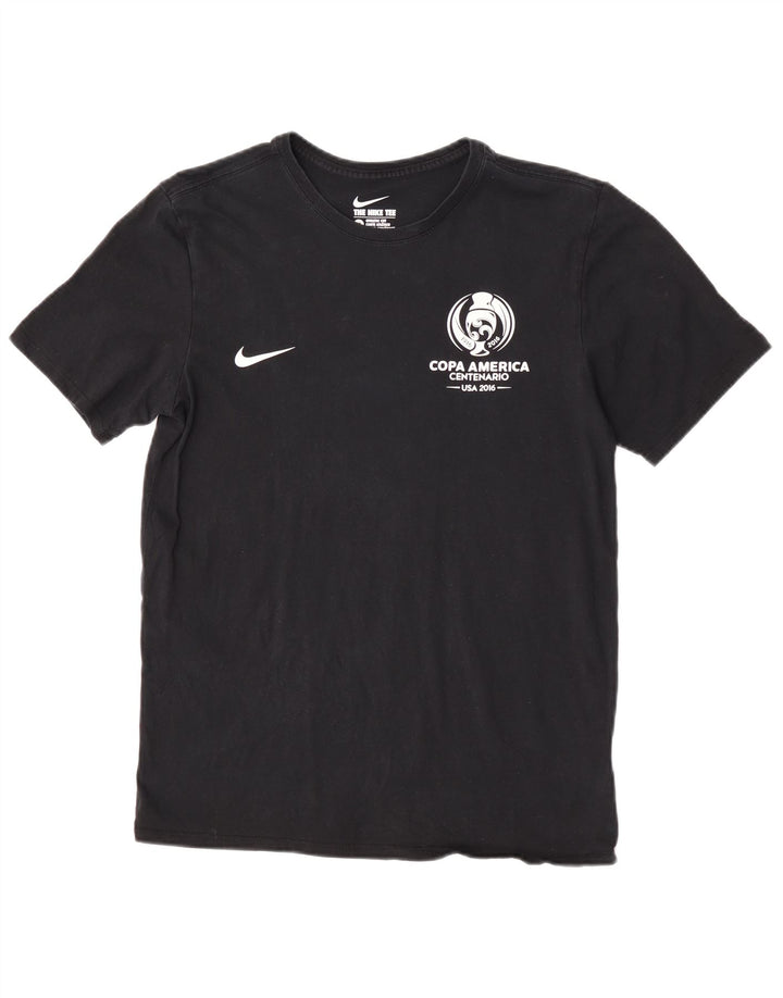 Męski T-shirt Nike o sportowym kroju z grafiką, średni czarny, bawełniany