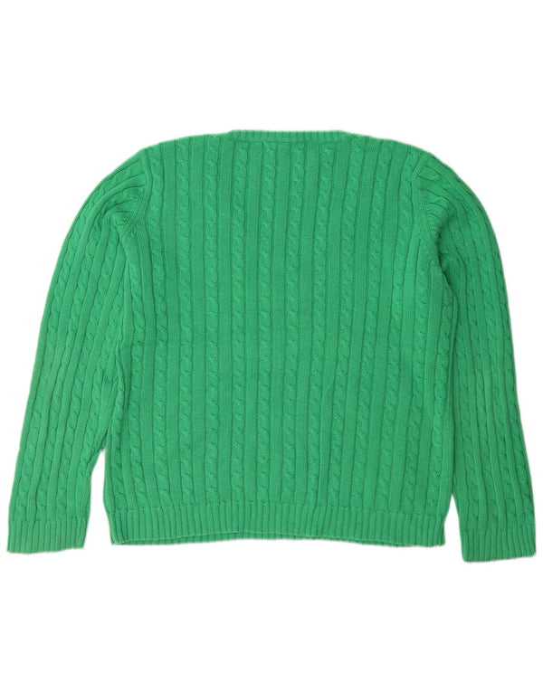 Sweter damski Ralph Lauren z dekoltem w kształcie litery V, UK 16, duży, zielony, bawełniany