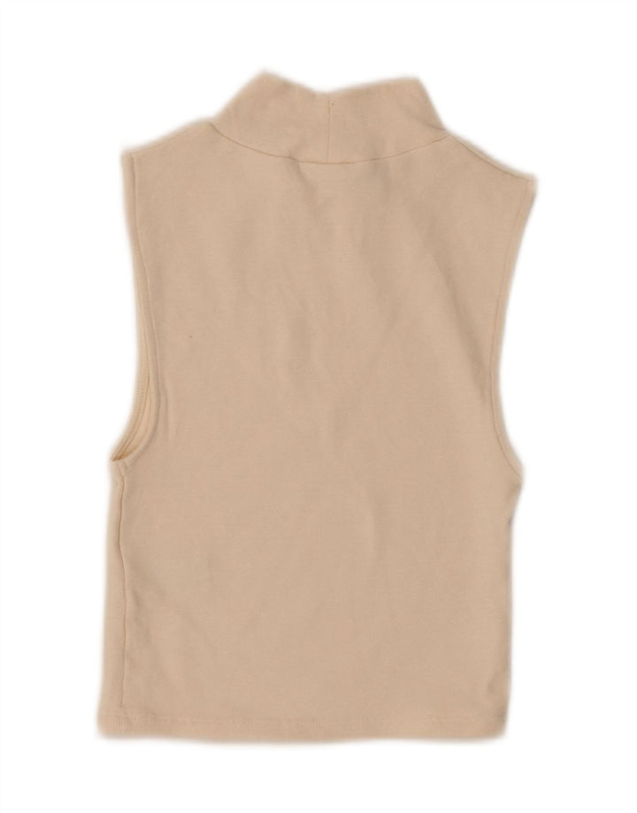 ZARA Womens Sleeveless Crop Top UK 8 Small Beige Cotton Vintage Zara and Second-Hand Zara from Messina Hembry 