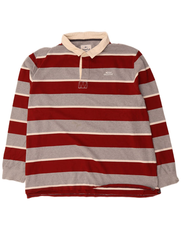 Męska koszulka polo do rugby Weird Fish z długim rękawem, 4XL, bawełniana w czerwone paski