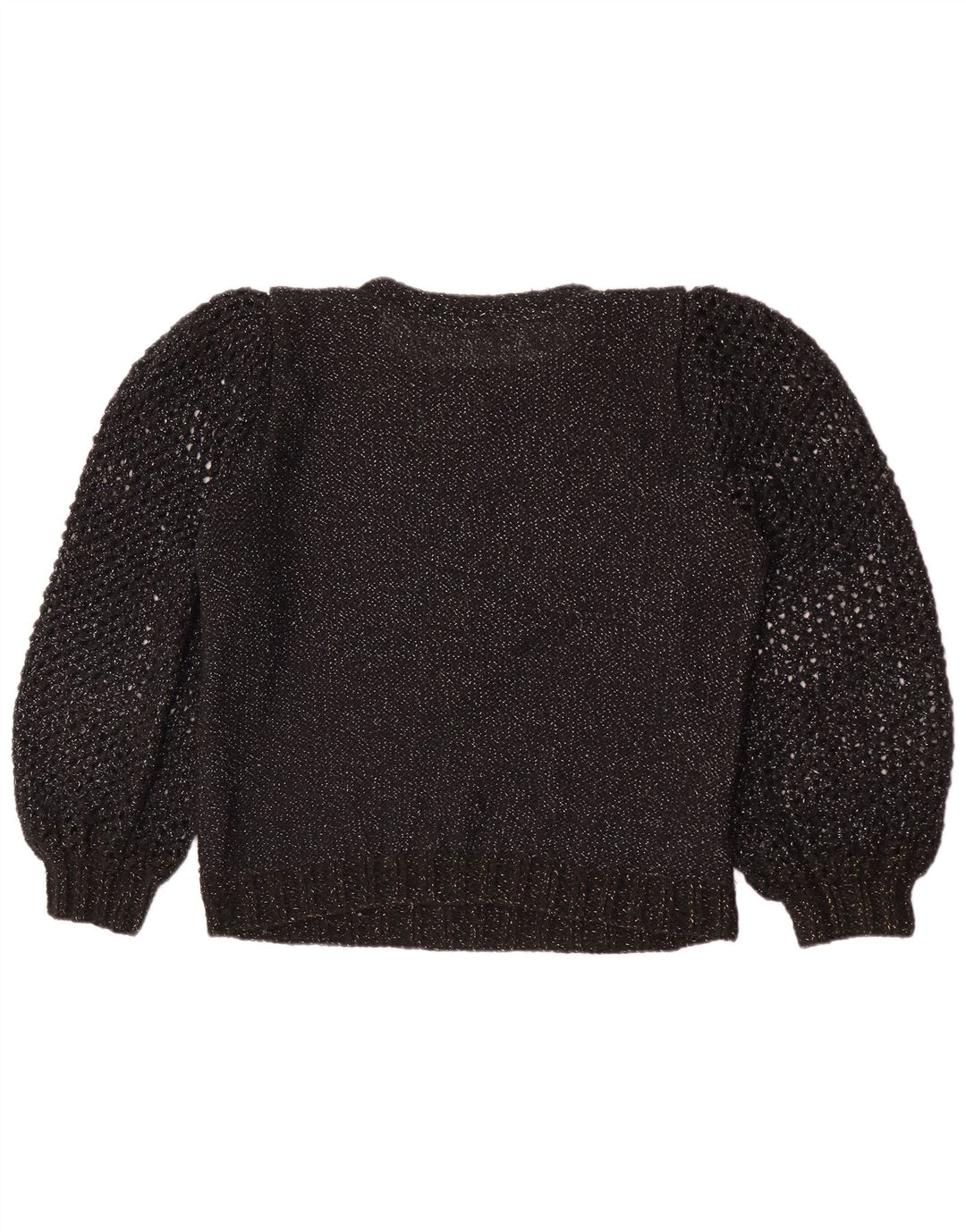 Sweter damski w stylu vintage z okrągłym dekoltem UK 12, średni czarny