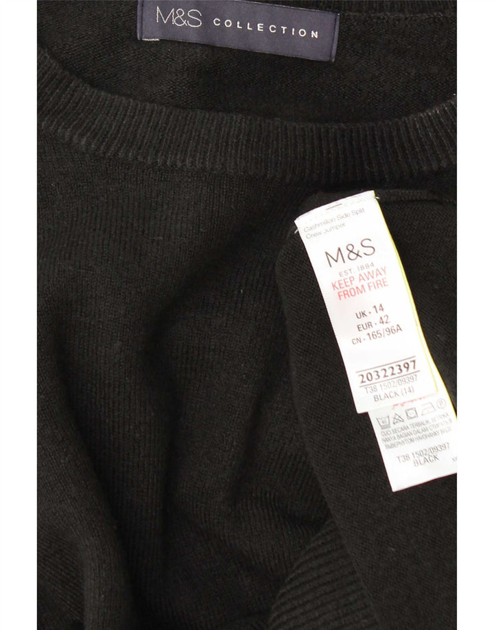 Marks & Spencer Damski sweter z okrągłym dekoltem UK 14, średni czarny akryl