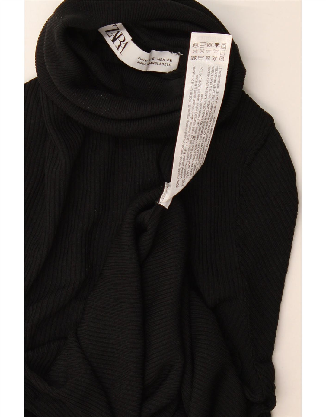 Damski sweter z golfem Zara UK 8 Small Black Wiskoza