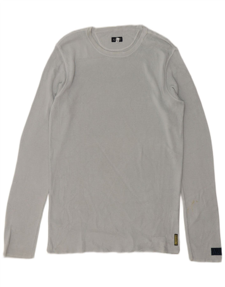 Armani Jeans Męski top z długim rękawem, duży, szary, bawełniany