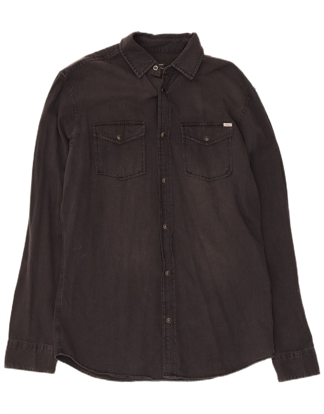 Męska koszula dżinsowa JACK & JONES, średnia czarna, bawełniana
